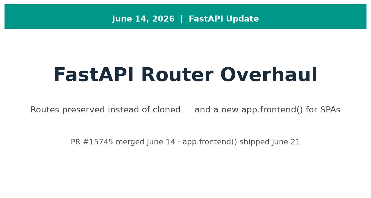 FastAPI's router overhaul in June 2026: what changed and why it matters