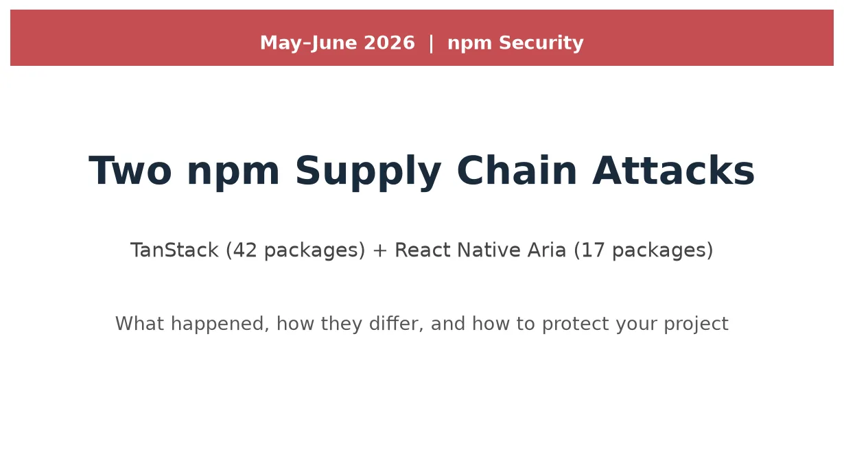 Two npm Supply Chain Attacks in Six Weeks: What TanStack and React Native Aria Teach Every Developer